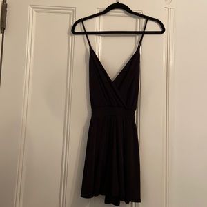 Black Silk Romper- Crossed Back